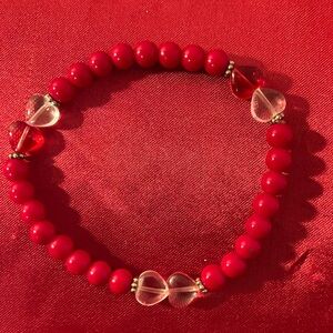 Red coral crystal bracelet